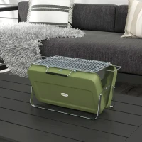 Outsunny Mini barbecue à charbon BBQ portable avec coque de valise barbecue de table pliable pour jardin 47 x 30 x 28 cm vert(m-9)