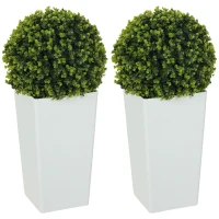 HOMCOM Set 2 bile artificiale eucalipt 65 cm plantă artificială cu protecție UV, 330 frunze în ghiveci, verde(m-7)