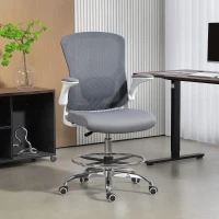 HOMCOM Draughtsman Chair, with Adjustable Lumbar - Charcoal Grey(m-2)