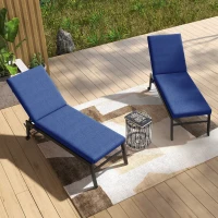 Outsunny Lot de 2 Matelas pour Chaise Longue transat Bain de Soleil avec Sangles d'attache pour Jardin Bleu(m-6)