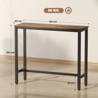 HOMCOM Rectangular Bar Table, Wood Effect Pub Coffee Table for Small Space, Breakfast Dining, Kitchen, Industrial, Rustic Brown(m-3)