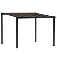 Outsunny Pergola jardin extérieur en aluminium 3 x 3 m avec toit en polycarbonate imperméable et système de drainage, gris