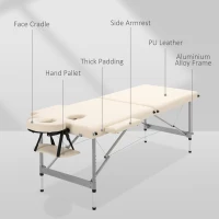 HOMCOM Massageliege klappbar, inkl. Gesichtsöffnung, Armlehnen, Handablagen, Massageliege mobil, 186 cm x 71 cm x 83 cm(m-5)