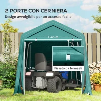 Outsunny Garage Moto per Esterno 2.4x2 m, Tenda Garage per Attrezzi in Metallo e Tessuto PE, per Moto e Biciclette, Verde(m-5)