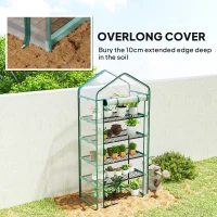 Outsunny Serra da giardino in PVC con 5 ripiani, serra da balcone, telaio in acciaio, porta con zip, 90x49x193cm, trasparente(m-4)