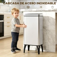 HOMCOM Cubo de Basura Cocina Automático 50L, Papelera de Cocina de Acero Inoxidable con Sensor Infrarrojo, Cierre Suave, Plata(m-7)