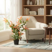 HOMCOM Sztuczna Photinia 90 cm roślina sztuczna z 300 liśćmi, z regulowanymi gałęziami, 45 x 45 x 90 cm, Czerwony+Zielony(m-7)