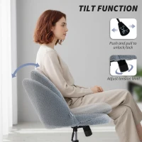 HOMCOM Teddy Fleece Office Chair with Wheels - Grey(m-5)