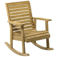 Outsunny Fauteuil à bascule rocking chair d'extérieur jardin en bois massif - 64 x 86 x 85 cm marron(m-12)
