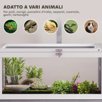 PawHut Casetta Tartarughe Rialzata con Divisorio, Vassoio Estraibile, in Legno e PS, 104x53x82 cm, Grigio e Bianco(m-8)