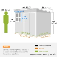 Outsunny 8.5 x 6ft Storage Shed Galvanised Steel Garden Shed, Metal Shed with Foundation Kit, Window, Lockable Wide Doors and Air Vents for Outdoor Patio, Light Grey(m-3)