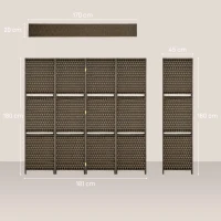 HOMCOM 4-Panel Room Dividers with Shelves, Wave Fibre Freestanding Folding Privacy Screen Panels, Partition Wall Divider for Indoor Bedroom Office, 180 cm, Brown(m-3)