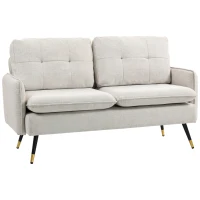 HOMCOM Sofá de Salón de 2 Plazas Moderno con 4 Cojines Reposabrazos y Patas de Acero Carga 240 kg 139x68x80 cm Crema(m-10)