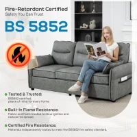 HOMCOM 3 Seater Sofa, Faux Leather Couch - Grey(m-8)