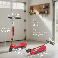 HOMCOM Folding Electric Kids Scooter Ride on Age 7-14, Red/Black(m-3)