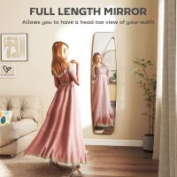 HOMCOM Wandspiegel Fenster Spiegel mit Metallrahmen Dekorativer Hängespiegel Flurspiegel, 160 x 40 x 3 cm, Gold(m-5)