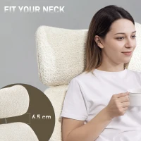 HOMCOM Office Chair with Adjustable Headrest, Spring Pack, Curved Line, Boucle Fabric - Pale Grey(m-7)