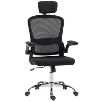 HOMCOM Mesh Back Office Chair, with Lumbar Support - Black(m-11)