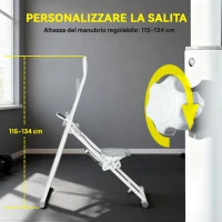 SPORTNOW Stepper Vertical Climber Pieghevole con Impugnatura Regolabile, Pedali Antiscivolo e Monitor LCD, Bianco(m-4)