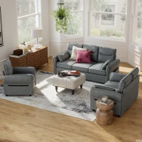 HOMCOM Accent Chair, Faux Leather Armchair - Grey(m-9)