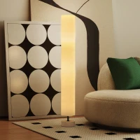 HOMCOM Lampadaire sur pied de salon avec abat-jour en lin, interrupteur à pied, 2 x douille E27, 120 cm, beige(m-8)