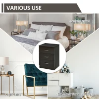 HOMCOM Three-Drawer Simple Bedside Table - Black(m-5)