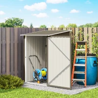 Outsunny Caseta de Jardín para Herramientas en Acero Galvanizado con Puerta, 100x104x160 cm, Marrón y Blanco(m-4)