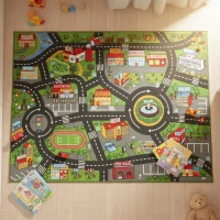 AIYAPLAY Tappeto da gioco per bambini, antiscivolo, motivo strada cittadina, 200 x 150 cm, Multicolore(m-4)