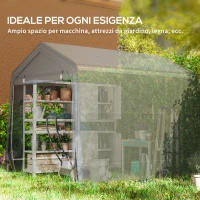 Outsunny Tenda Garage 2.4x2m per Veicoli e Biciclette in Metallo e Tessuto PE, Grigio Scuro(m-7)