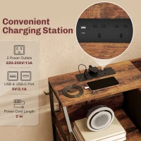 HOMCOM Chest of Eight Drawers, with Charging Station - Brown/Black(m-4)