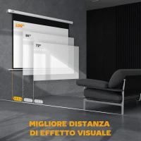 HOMCOM Telo per Proiettore 100" 16:9 Motorizzato con Telecomando, 251x8x168 cm, Bianco(m-6)