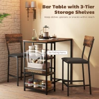 HOMCOM Three-Piece Compact Bar Table Set - Brown/Black(m-4)