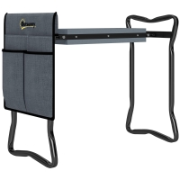 Outsunny Klęcznik do prac ogrodowych składany stołek ogrodowy z poduszką na kolana kieszenie na narzędzia do 150 kg 58 x 28 x 49cm Szary