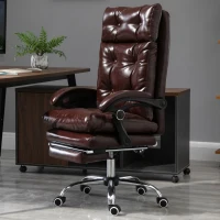 Vinsetto Fauteuil de bureau chaise de bureau ergonomique avec hauteur réglable dossier inclinable repose-pied rétractable marron(m-10)