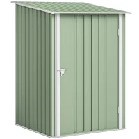 Outsunny Caseta de Jardín para Herramientas en Acero Galvanizado con Puerta, 100x104x160 cm, Verde Claro(m-1)