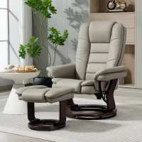 HOMCOM Fauteuil relax inclinable 135° grand confort pivotant 360° avec repose-pieds revêtement synthétique marron(m-10)