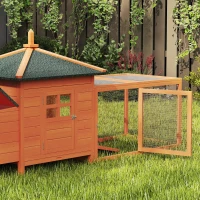 PawHut Gallinero de Madera Exterior Jaula para Gallinas con Nidos Corral Bandeja Extraíble Tapa Abatible 196x76x97 cm Naranja(m-5)