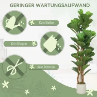 HOMCOM Kunstmatige vioolvijg kunstplant met 71 bladeren, massief houten stam, pot, 50 x 50 x 150 cm, groen(m-5)