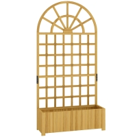 Outsunny Wooden Raised Planter with Trellis, Raised Bed for Garden with Lattice and Drainage Holes for Climbing Plants