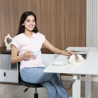 HOMCOM Silla de Escritorio sin Brazos Silla de Oficina Giratoria con Respaldo Hueco Altura Ajustable Negro(m-9)