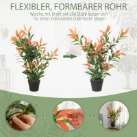 HOMCOM Kunstmatige Glansmispel 90 cm kunstplant met 300 bladeren, aanpasbare takken, 45 x 45 x 90 cm, Rot+Grün(m-6)