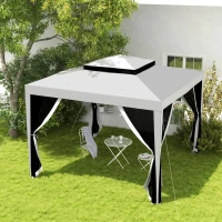 Outsunny Tonnelle barnum de jardin 3L x 3l m avec 4 moustiquaires amovibles - double toit - gris(m-10)