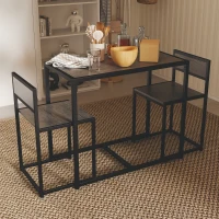 HOMCOM 3 Piece Table Stool Set - Charcoal Grey Wood-Effect(m-2)