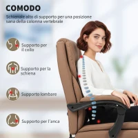 HOMCOM Sedia da Ufficio Reclinabile in Finta Pelle con Poggiapiedi e Rotelle, 65x67x111-119 cm, Marrone(m-4)