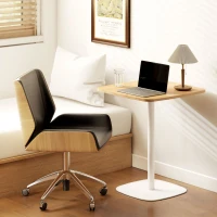 HOMCOM Mesa de Refeição Pequena Mesa de Cozinha Quadrada para 2 Pessoas Base Quadrada em Aço  60x60x75 cm Madeira e Branco(m-9)