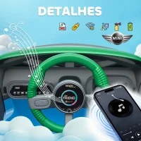 AIYAPLAY Carro Elétrico para Crianças MINI Concept Aceman 12V com Bluetooth Motor Duplo Suspensão Traseira Faróis Música USB 109x63x46 cm Azul(m-7)