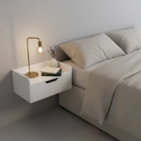 HOMCOM Floating Nightstands Set of 2, Wall Mounted Bedside Table with Drawer for Bedroom, White(m-2)