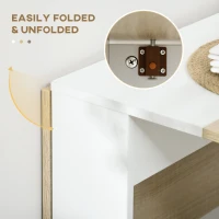 HOMCOM Particle Board Wooden Folding Dining Table Writing Computer Desk PC Workstation Space Saving Home Office Oak & White(m-6)