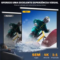 HOMCOM Tela de Projeção Manual 120 Polegadas Portátil Formato 1:1 para Interior e Exterior Cinema em Casa 207x207 cm Branco(m-4)