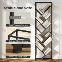 HOMCOM 10 Shelf Industrial-Style Bookshelf - Black/Grey(m-7)
